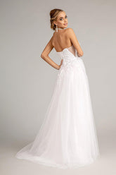 Bridal Long Strapless Mesh Wedding Dress Sale